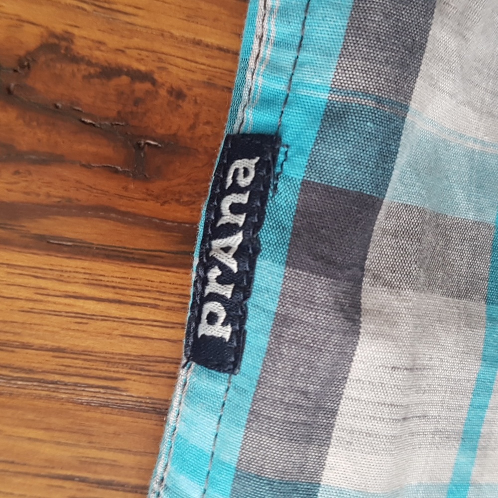 Men's Prana Short Sleeve Blue Plaid Organic Cotton Blend Button Down Size S - Picture 4 of 13